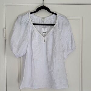 J. Crew White Textured Blouse